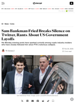 Sam Bankman-Fried Breaks Silence on Twitter, Rants About US Government Layoffs - Decrypt