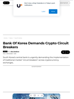 Bank Of Korea Demands Crypto Circuit Breakers - U.Today