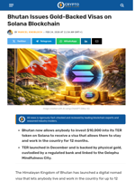 Bhutan Issues Gold-Backed Visas on Solana Blockchain