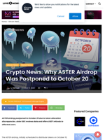 Crypto News: Why ASTER Airdrop Was Postponed to October 20 | Live Bitcoin News