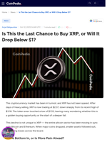 Is This the Last Chance to Buy XRP, or Will It Drop Below $1?