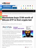 Blackstone buys $1M worth of Bitcoin ETF in first crypto bet - The Crypto News Wire