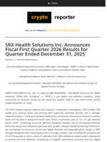 SRX Health Solutions Inc. Announces Fiscal First Quarter 2026 Results for Quarter Ended December 31, 2025