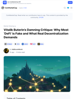 Vitalik Buterin’s Damning Critique: Why Most ‘DeFi’ is Fake and What Real Decentralization Demands: Guest Post by ItsBitcoinWorld | CoinMarketCap