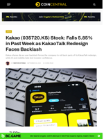 Kakao (035720.KS) Stock: Falls 5.85% in Past Week as KakaoTalk Redesign Faces Backlash - CoinCentral