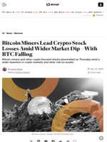 Bitcoin Miners Lead Crypto Stock Losses Amid Wider Market Dip—With BTC Falling - Decrypt