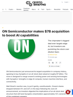 ON Semiconductor makes $7B acquisition to boost AI capabilities