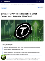 Bittensor (TAO) Price Prediction: What Comes Next After the $200 Test?