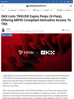 OKX Lists TRXUSD Expiry Perps (X-Perp), Offering MiFID-Compliant Derivative Access To TRX - TheNewsCrypto