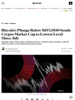 Bitcoin's Plunge Below $105,000 Sends Crypto Market Cap to Lowest Level Since July - Decrypt