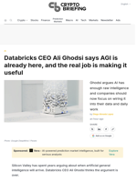 Databricks CEO Ali Ghodsi says AGI is already here, and the real job is making it useful