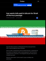 Iran wants tolls paid in bitcoin for Strait of Hormuz passage