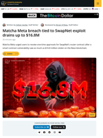 Matcha Meta Impacted by $16.8M SwapNet Smart Contract Hack