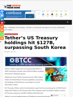 Tether’s US Treasury holdings hit $127B, surpassing South Korea - The Crypto News Wire