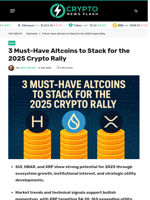 3 Must-Have Altcoins to Stack for the 2025 Crypto Rally
