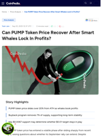 Can PUMP Token Price Recover After Smart Whales Lock In Profits?