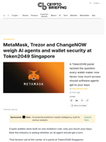 MetaMask, Trezor and ChangeNOW weigh AI agents and wallet security at Token2049 Singapore