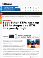 Spot Ether ETFs rack up $3B in August as ETH hits yearly high - The Crypto News Wire