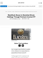 BlackRock Moves to Monetize Bitcoin Holdings Through Premium Income ETF