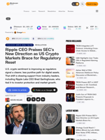 Ripple CEO Praises SEC’s New Direction as US Crypto Markets Brace for Regulatory Reset