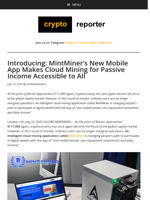 Introducing: MintMiner's New Mobile App Makes Cloud Mining for Passive Income Accessible to All