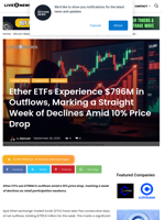Ether ETFs Experience $796M in Outflows, Marking a Straight Week of Declines Amid 10% Price Drop | Live Bitcoin News