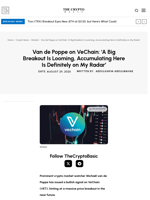 Van de Poppe on VeChain: ‘A Big Breakout Is Looming, Accumulating Here Is Definitely on My Radar’