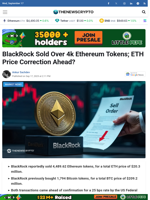 BlackRock Sold Over 4k Ethereum Tokens; ETH Price Correction Ahead? - TheNewsCrypto