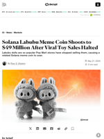 Solana Labubu Meme Coin Shoots to $49 Million After Viral Toy Sales Halted - Decrypt