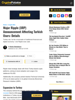Major Ripple (XRP) Announcement Affecting Turkish Users: Details