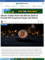 Altcoin Traders Rush Into Bitcoin Swift as Presale ROI Surpasses Kaspa and Solana