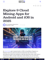 Explore 9 Cloud Mining Apps for Android and iOS in 2025
