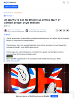 UK Plans to Sell Its Bitcoin, But Experts Warn of Economic Error