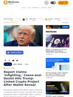 Report Claims 'Infighting,' Cease-and-Desist Hits Trump-Linked Crypto Project After Wallet Reveal – Legal Bitcoin News
