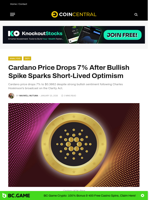 Cardano Price Drops 7% After Bullish Spike Sparks Short-Lived Optimism - CoinCentral