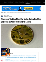 Ethereum Staking Surge: Entry Backlog Hits $5.5B as Exit Queue Clears