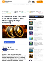 Ethereum Has Torched $13.5B in ETH — But the Supply Keeps Growing – Bitcoin News