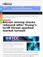 Bitcoin mining stocks rebound after Trump’s tariff threat sparked market turmoil - The Crypto News Wire