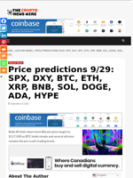 Price predictions 9/29: SPX, DXY, BTC, ETH, XRP, BNB, SOL, DOGE, ADA, HYPE - The Crypto News Wire