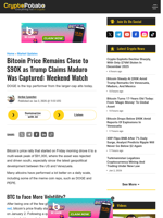 Bitcoin Price Remains Close to $90K as Trump Claims Maduro
Was Captured: Weekend Watch