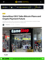 GameStop CEO Talks Bitcoin Plans and Crypto Payment Future - CoinCentral