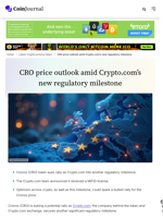 CRO price outlook amid Crypto.com's new regulatory milestone - CoinJournal