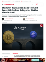 Starknet, Alpen Labs Build Bitcoin DeFi Bridge