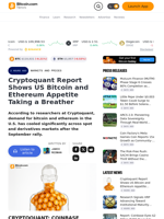 Cryptoquant Report Shows US Bitcoin and Ethereum Appetite Taking a Breather – Markets and Prices Bitcoin News