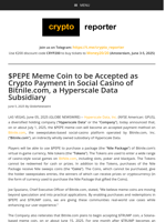 $PEPE Meme Coin to be Accepted as Crypto Payment in Social Casino of Bitnile.com, a Hyperscale Data Subsidiary