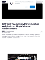 'XRP Will Touch Everything': Analyst Weighs In on Ripple's Latest Advancements - U.Today