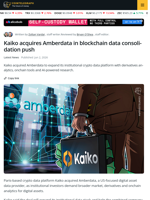 Kaiko Acquires Amberdata in Blockchain Data Consolidation Push