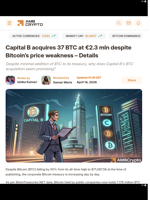 Capital B acquires 37 BTC at €2.3 mln despite Bitcoin's price weakness - Details - AMBCrypto