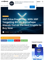 XRP Price Prediction: With XRP Targeting $6.50, AlphaPepe
Stands Out as the Best Crypto to Buy Now