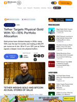 Tether Targets Physical Gold With 10–15% Portfolio Allocation – Bitcoin News